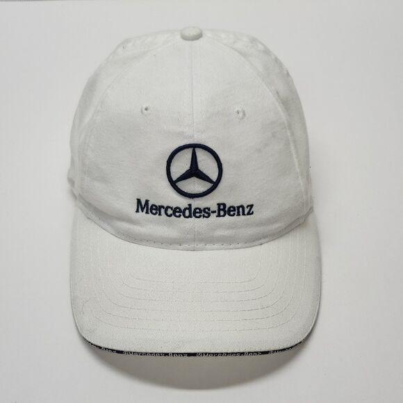 Mercedes-Benz White Baseball Cap Hat Embroidered Logo Watermark Adjustable